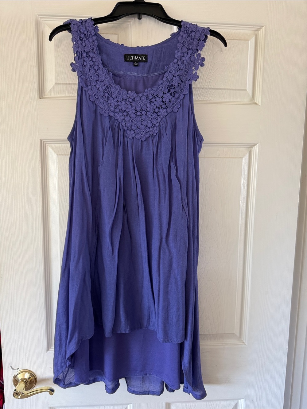 Ultimate Purple Crochet Yoke Sleeveless Tunic